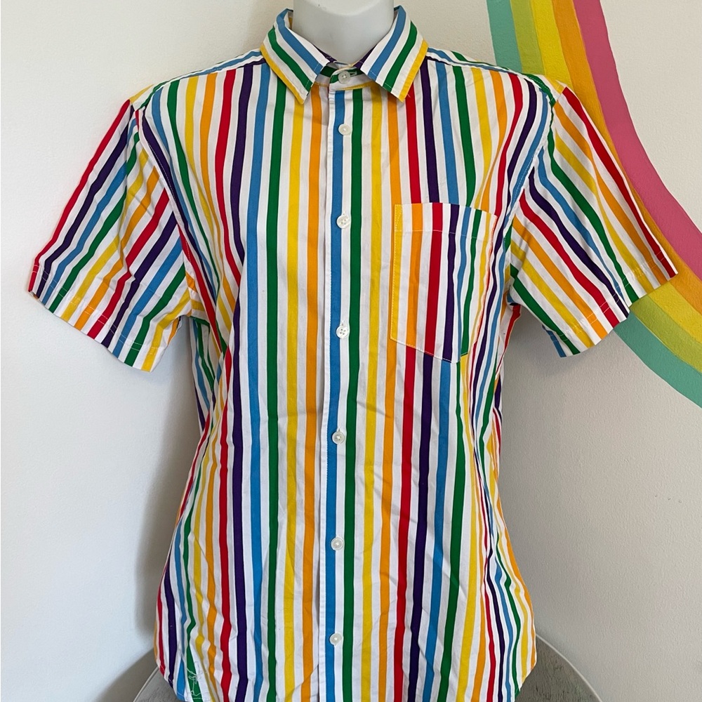 Rainbow stripe button up